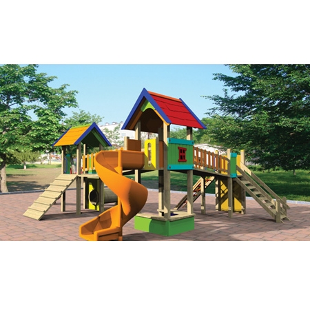 3 Kuleli Spiral Kaydıraklı Oyun Grubu